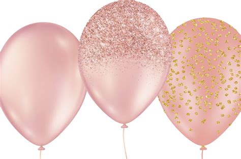 Rose Gold Balloons Clipart Glitter Balloon Png Digital Etsy