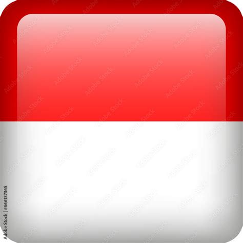 Indonesia Flag Button Square Emblem Of Indonesia Vector Indonesia