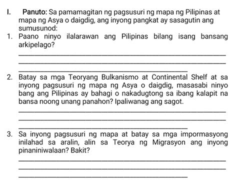 Solved 1 Panuto Sa Pamamagitan Ng Pagsusuri Ng Mapa Ng Pilipinas