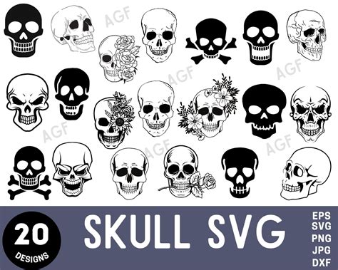 Skull SVG Skull Silhouette Skull Outline SVG Skull Head Etsy