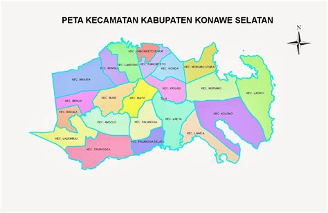 Cara PETA KECAMATAN KABUPATEN KONAWE SELATAN SULAWESI TENGGARA Garaber