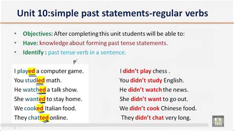 Grammar B1 U10 Simple Past Statements Regular Verbs Youtube