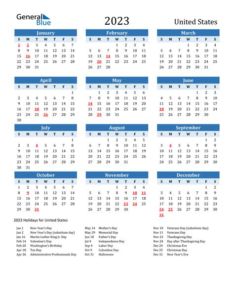 Monthly Calendar 2023 With Holidays Calendar 2023 With Federal Holidays