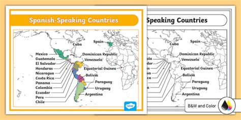 Mapa de los países de habla hispana Twinkl USA Twinkl