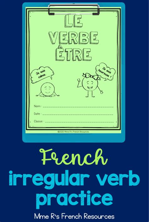 French Irregular Verb Worksheets High School French French Class