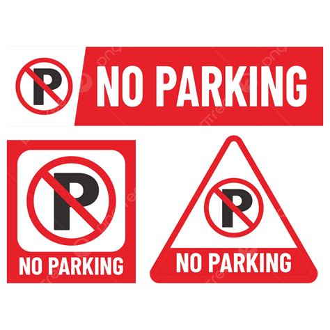 Set Of No Parking Label Sign Free Download Vektor Label Parkir Set