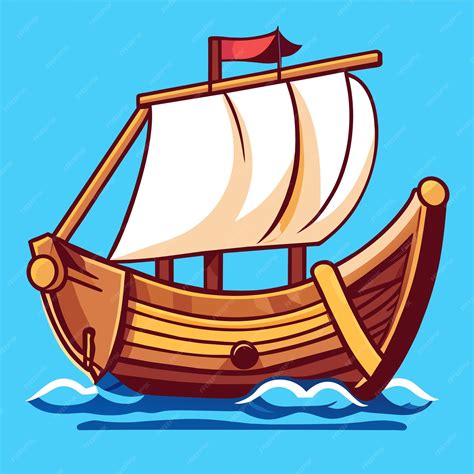 Premium Vector Charming Wooden Boat Cartoon Illustration Vintage