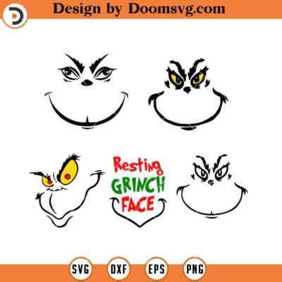 Resting Grinch Face Bundle SVG Grinch Smile SVG Files For Cricut Doomsvg