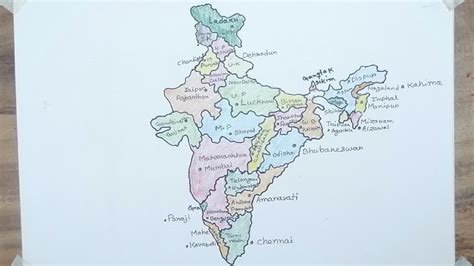 India States And Capitals Drawing How To Draw India Map With State