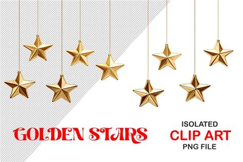 PNG Golden Stars Clipart Isolated Christmas Stars Clip Art