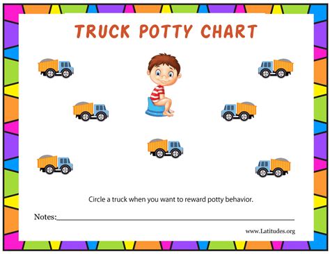 Boys Truck Potty Training Chart Fillable Acn Latitudes