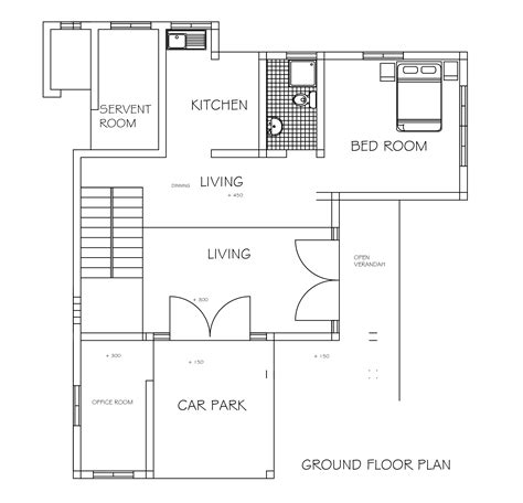 Three Bedroom Double Story Beautiful House Plan DWG NET Cad Blocks