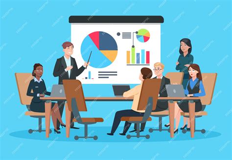 Premium Vector Business Meeting Flat People On Presentation