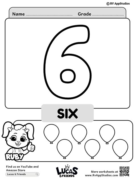 Number 6 Coloring Sheet Color 6 Number Printable Worksheet