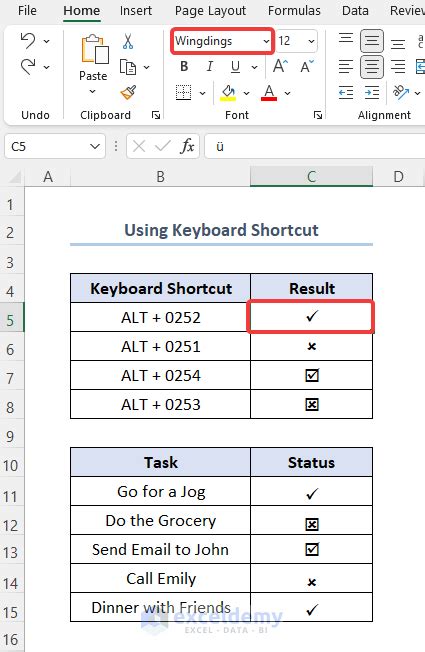 How To Insert A Check Mark In Excel 7 Methods ExcelDemy