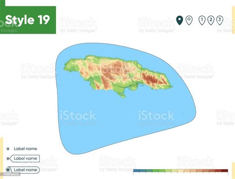 Giamaica Mappa Fisica Altamente Dettagliata Mappa Vettoriale Mappa Dem