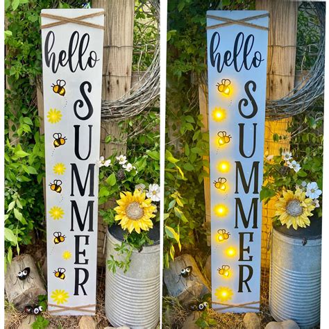 Led Lighted Hello Summer Bee Welcome Sign For Front Porch Hello Summer