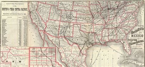 1880 Us Railroad Map Including Texas And Mexico Reproduction Print On