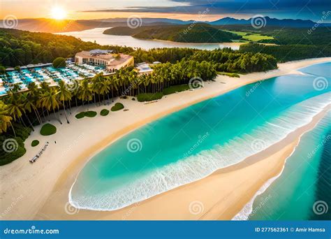 Dream Scene Beautiful Beach View With White Sand And Blue Water