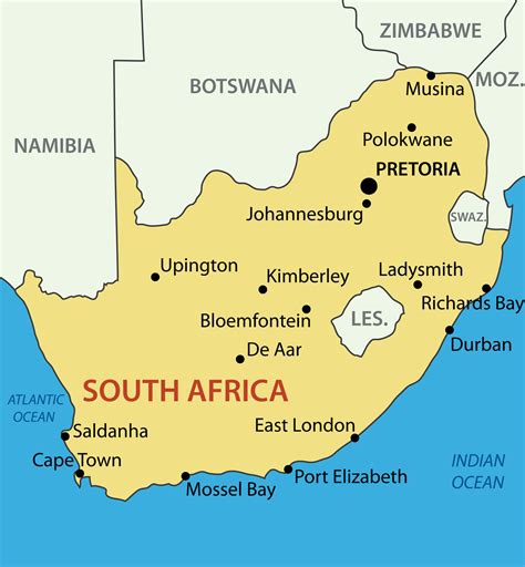 Map Of South Africa With Provinces And Capital Cities Map Of Africa