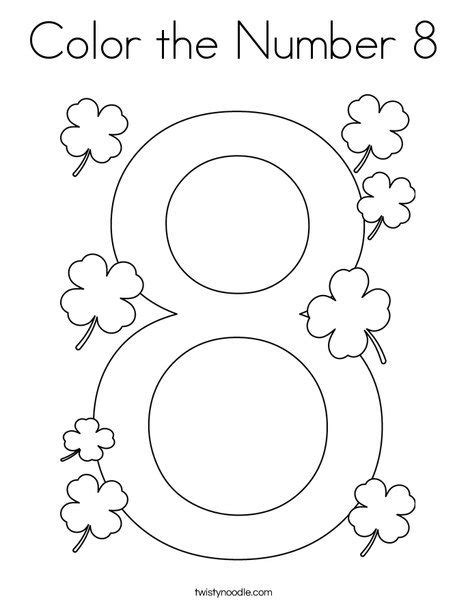 Color The Number 8 Coloring Page Twisty Noodle Numbers Preschool