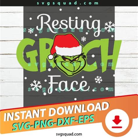 Resting Grinch Face Svg Grinch Santa Resting Face Svg Png Cut File