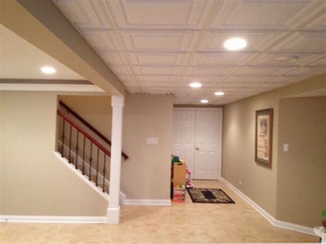 Diy custom drop ceiling to get rid of those ulgy old tiles. Stratford Basement - Ceilume