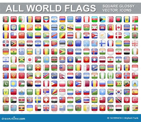 All World Flags Vector Set Of Square Icons Flags Of All Countries