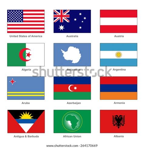 World Flags Set Name Country Letter Stock Vector Royalty Free