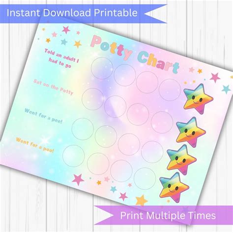 Printable Potty Training Reward Chart Rainbows Stars Etsy