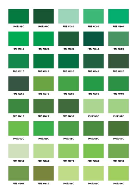 Pantone Color Chart Green