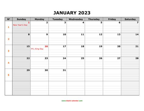 Printable 2023 Calendar With Holidays And Notes Printable 2023