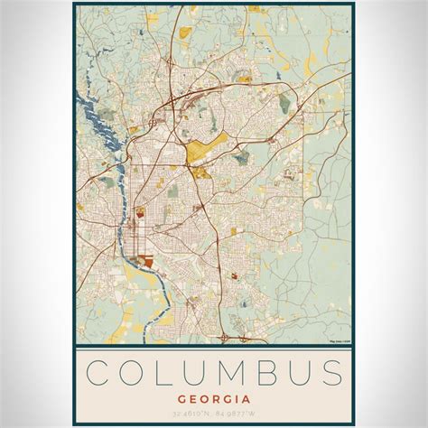 Columbus Georgia Map Print In Woodblock — Jace Maps