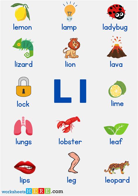 Letter L Vocabulary With Pictures Alphabet L Words Pdf Worksheet For