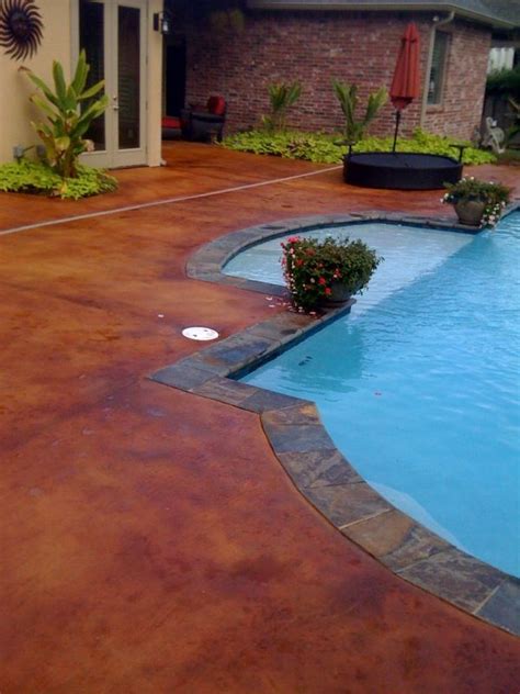 Unique Crete Designs Stained And Colored Concrete For Pool Decks