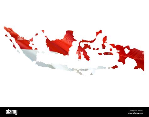 Map On Indonesia Waving Flag 3d Rendering Indonesia Map And Waving