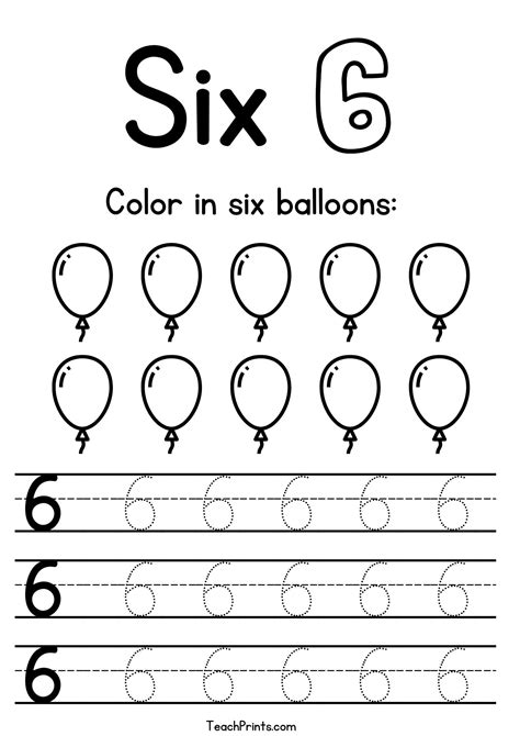 Number 6 Tracing Worksheets Free Printables Teach Prints