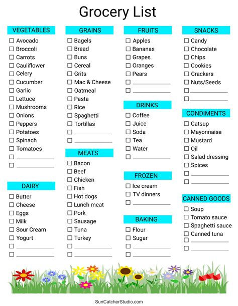 Free Printable Grocery List Templates PDF Shopping Lists DIY