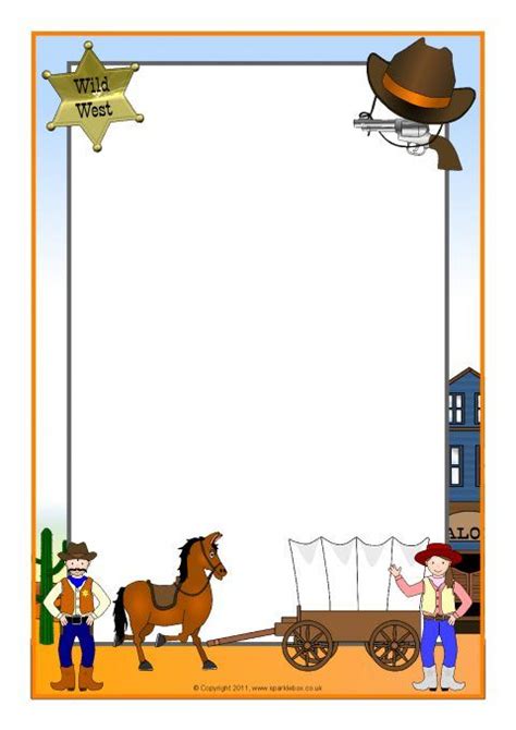 Wild West Themed A4 Page Borders Sb4496 Sparklebox Cowboy Party