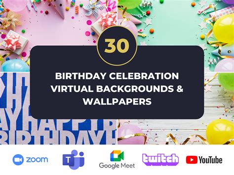 30 Zoom Backgrounds Birthday Celebration Virtual Etsy