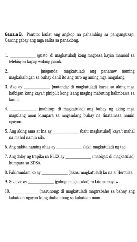 Pangungusap Gamit Ang Sa Madaling Salita