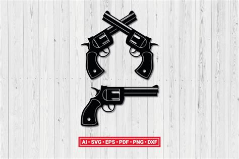 Crossed Guns Revolver Handgun Pistol SVG Cut File Cricut