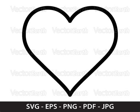 Heart Svg Outline Shape Love Icon Vector Digital Product Etsy