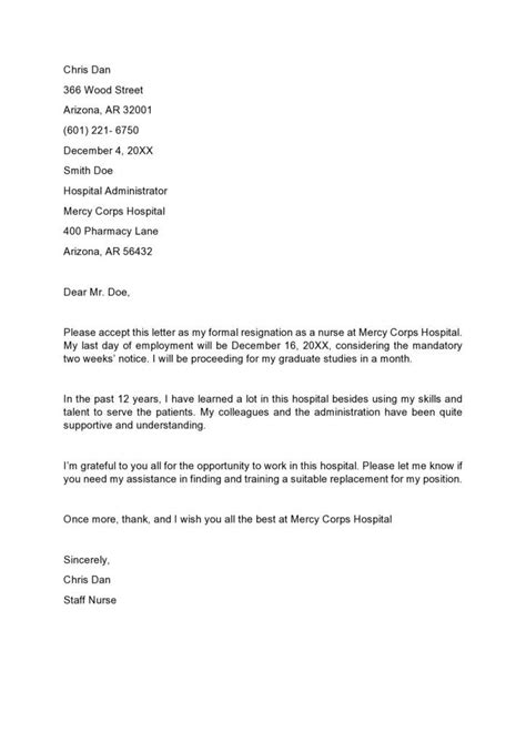 29 BEST Nursing Resignation Letters Samples TemplateArchive