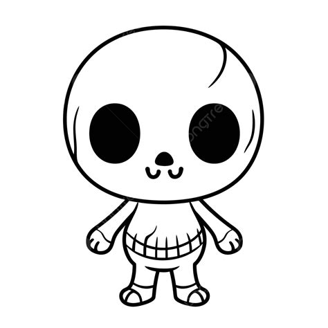 Cute Black And White Anime Skeleton Coloring Page Outline Sketch