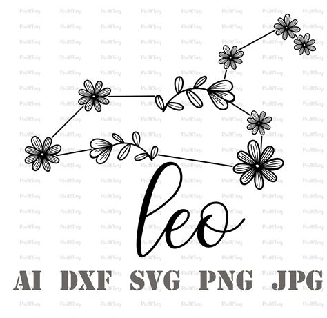 Leo Flowers Zodiac Constellations Svg Astrology Sign Etsy