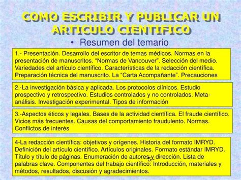 Ppt Como Escribir Y Publicar Un Articulo Cientifico Powerpoint