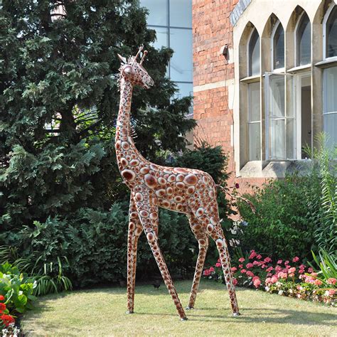 Metal Garden Giraffe Ornamentlarge Garden Ornaments Candle And Blue