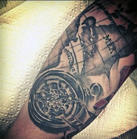 50 World Map Tattoo Designs For Men Adventure The Globe