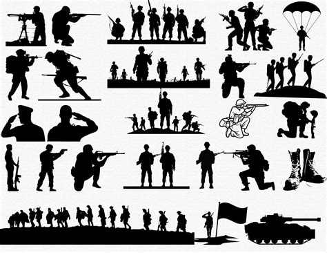 Soldier Svg Soldiers Silhouette Soldier Cut File Soldier Svg Bundle